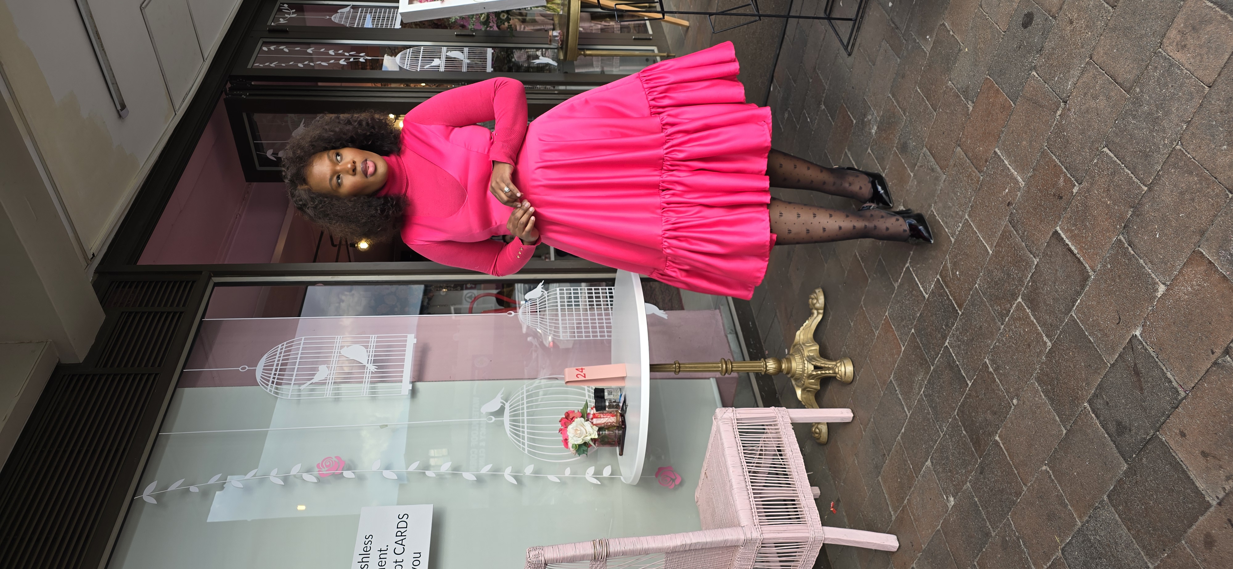Satin gathered dress - Alternate View
